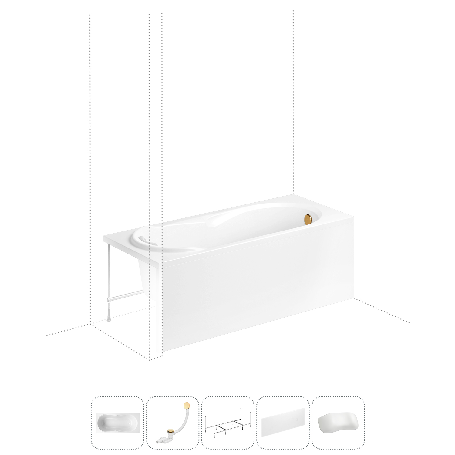 

Акриловая ванна 170x75 см Lavinia Boho Easter Pro 202011754 в наборе 5 в 1, Белый, bath_LB_sifon.Element.2v1