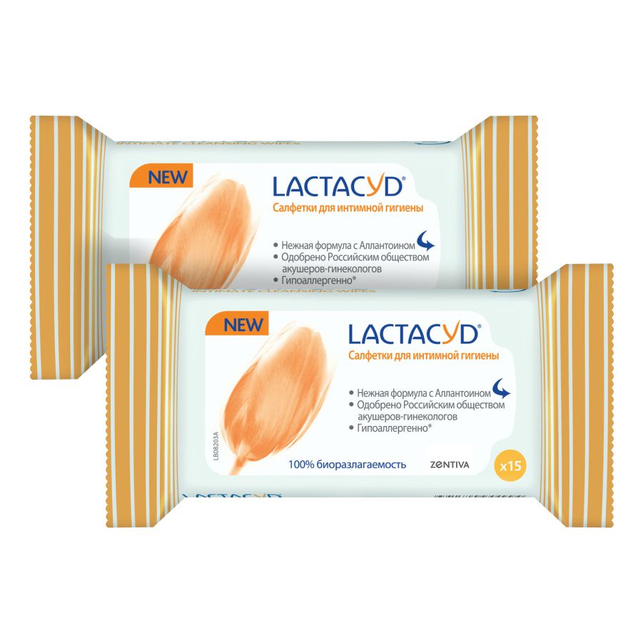 Комплект Салфетки LACTACYD для интимной гигиены 15 шт. х 2 шт.