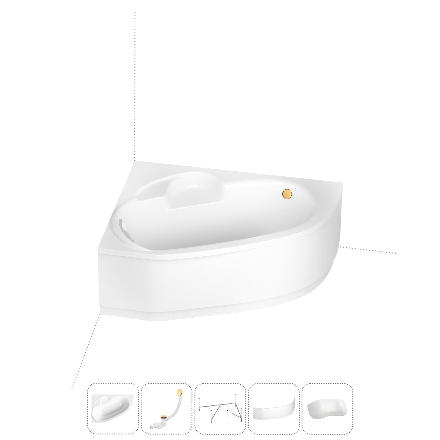 

Угловая ванна акриловая 150x100 Lavinia Boho Bell Pro 202011773 набор 5 в 1, левая, Белый, bath_LB_sifon.Bell Pro.2v1