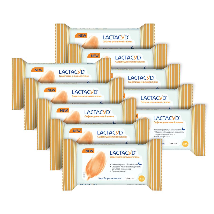 Комплект Салфетки LACTACYD для интимной гигиены 15 шт. х 10 уп.