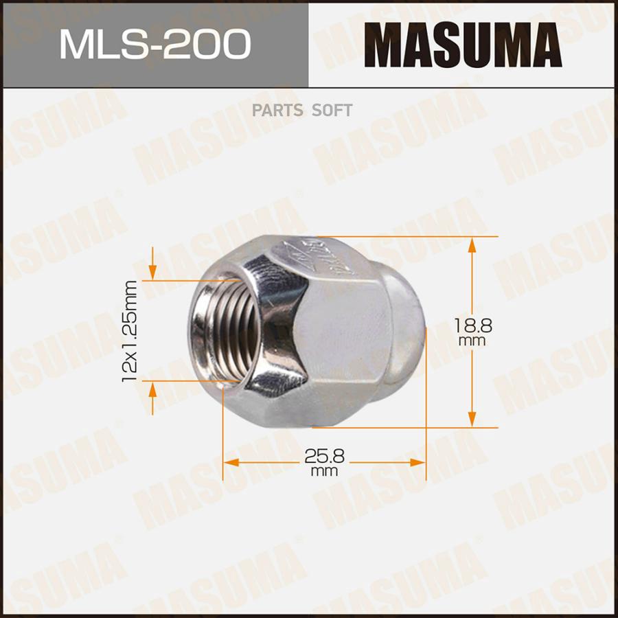 

Гайка Крепления Колеса Субару/Subaru M12x1.25x25.5/S19 Masuma MLS200