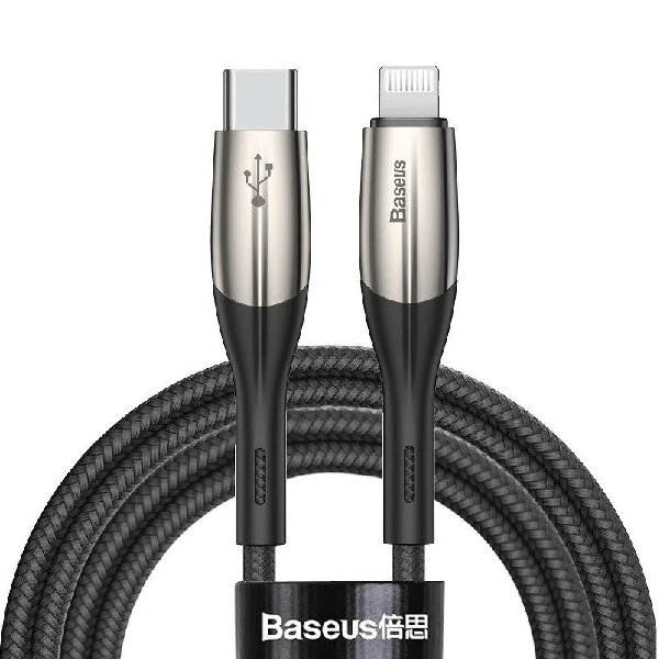 фото Кабель baseus type-c на lightning 2m 18w horizontal pd cable черный с серым catlsp-b01