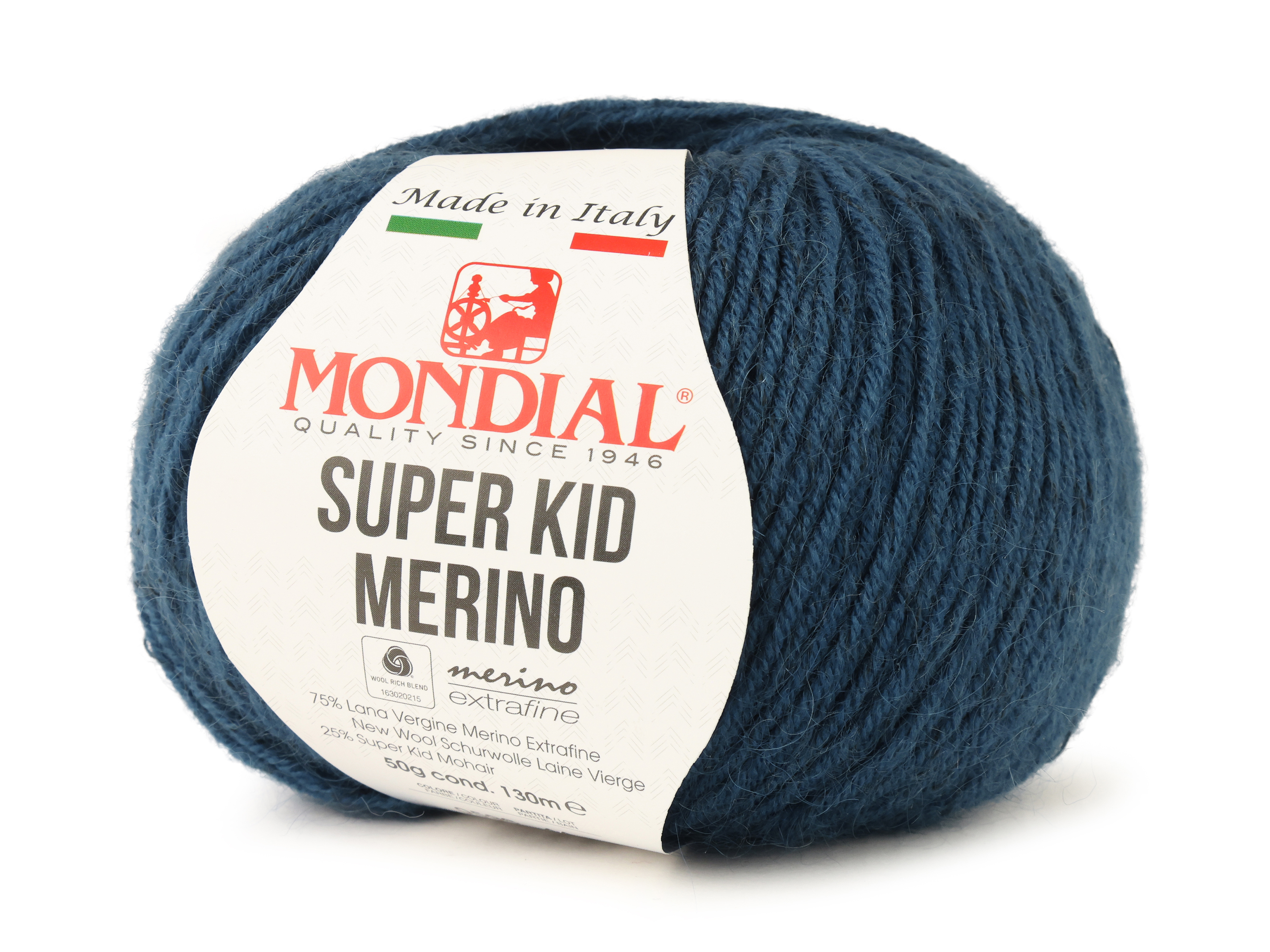 Пряжа для вязания Mondial Super kid merino фантазийная, 596 синий , 50 гр, 130 м