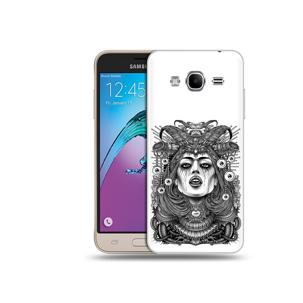 

Чехол MyPads Tocco для Samsung Galaxy J3 (2016) портрет девушки черно белый, Прозрачный, Tocco
