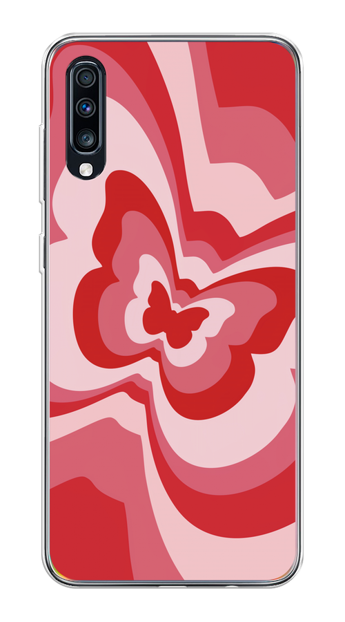 

Чехол на Samsung Galaxy A70 "Бабочка в стиле хиппи", Красный;розовый, 28150-1