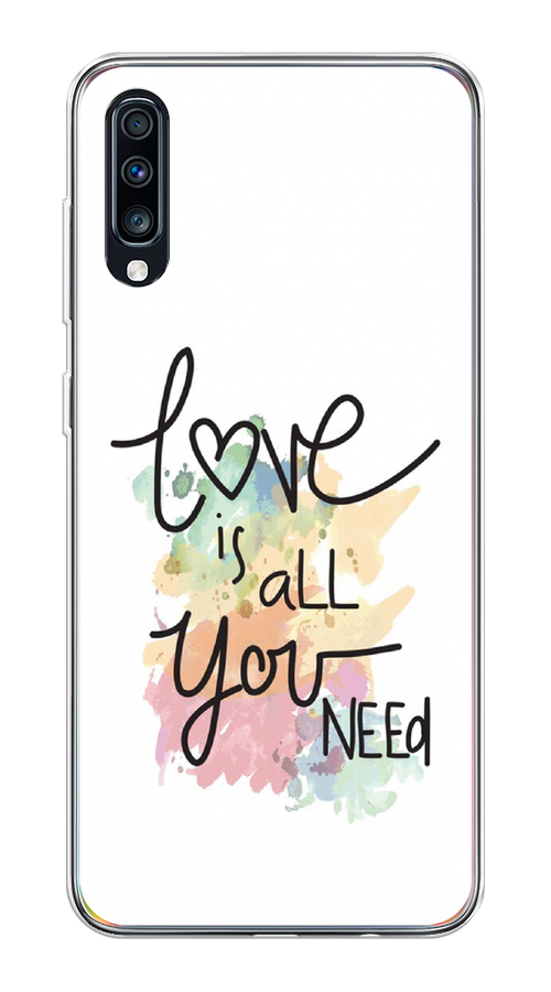 

Чехол на Samsung Galaxy A70 "Love is all you need", Белый;черный;зеленый, 28150-1