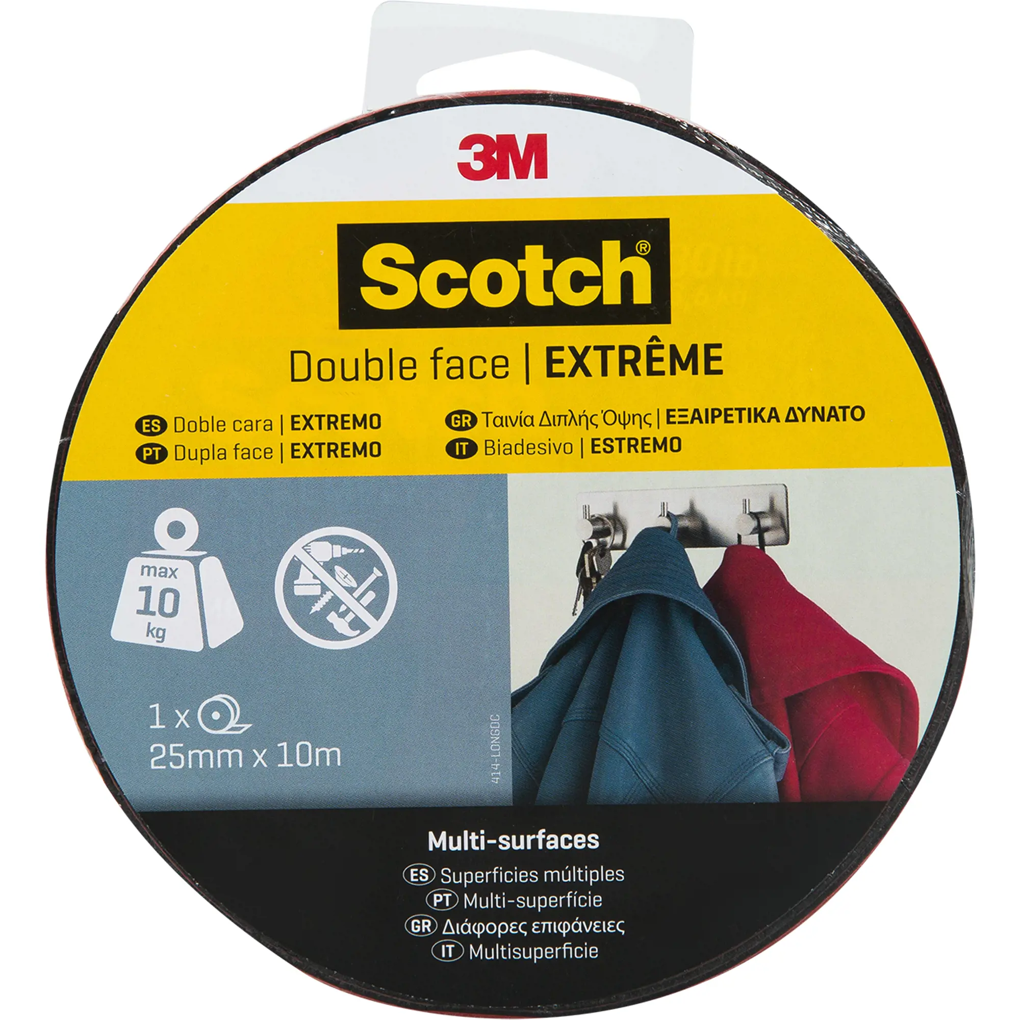 Лента монтажная Scotch 414 Экстрим клейкая, 25 мм х 10 м, 1 шт.