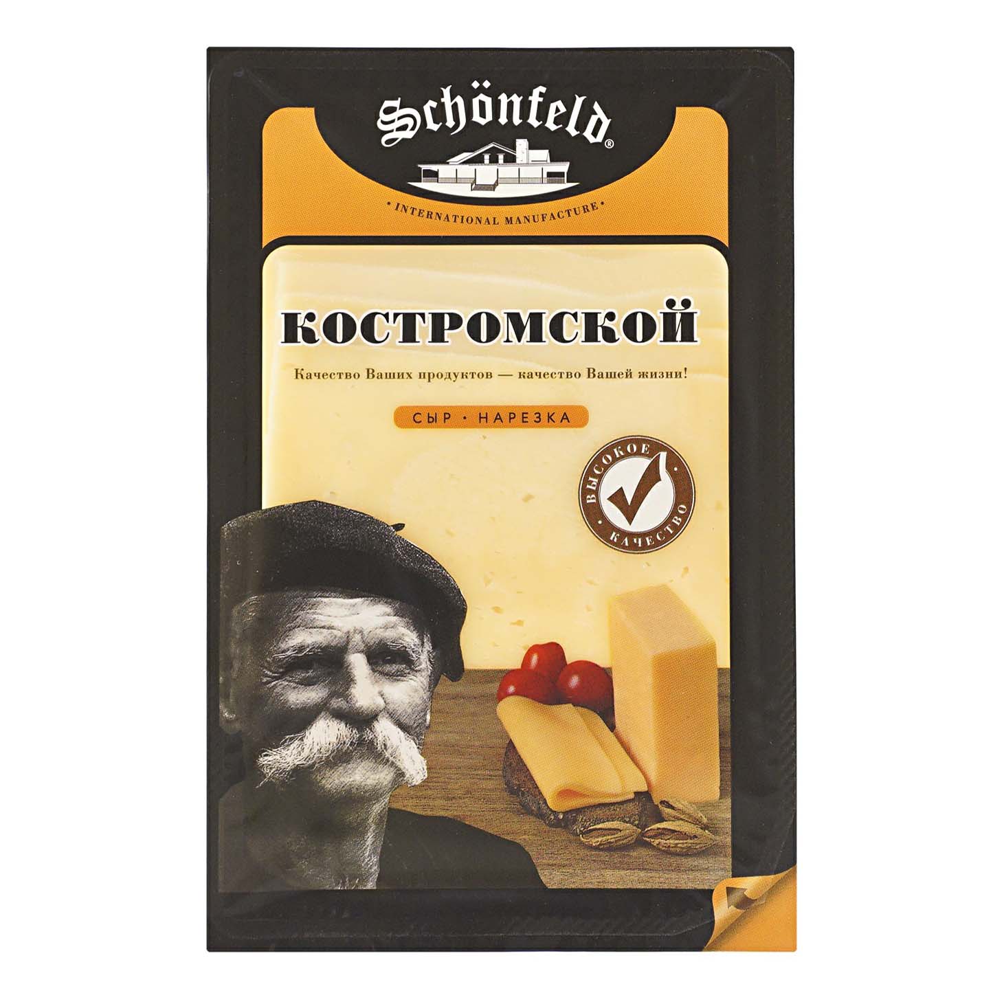 

Сыр твердый Schoenfeld Костромской нарезка 45% 150 г
