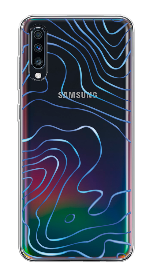 

Чехол на Samsung Galaxy A70 "Blue lines", Прозрачный;синий, 28150-1