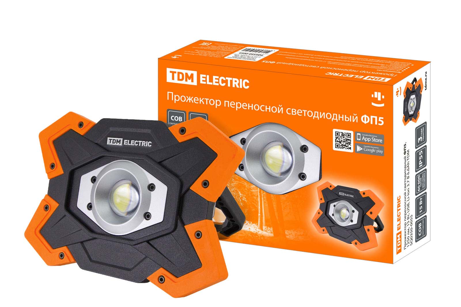 Прожектор переносной светодиодный TDM ELECTRIC SQ0350-0055 TDM ELECTRIC SQ0350-0055 кабель luazon microusb usb 1 а 1 5 м утолщенный белый