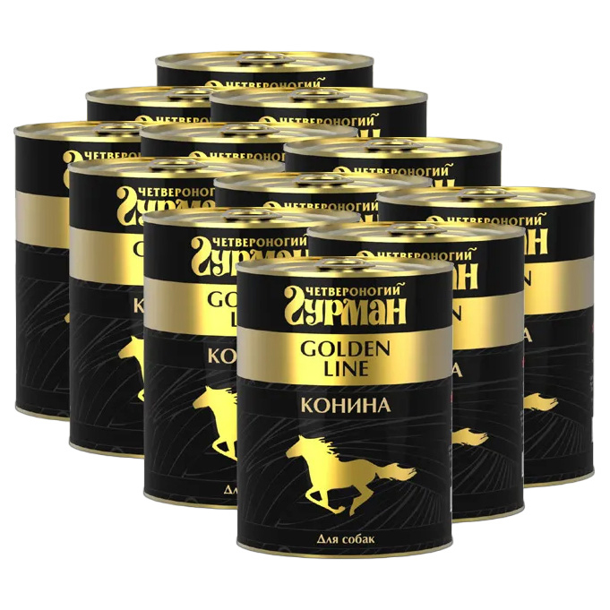 

Консервы для собак Четвероногий Гурман Golden Line, конина, 12шт по 340г, Golden Line