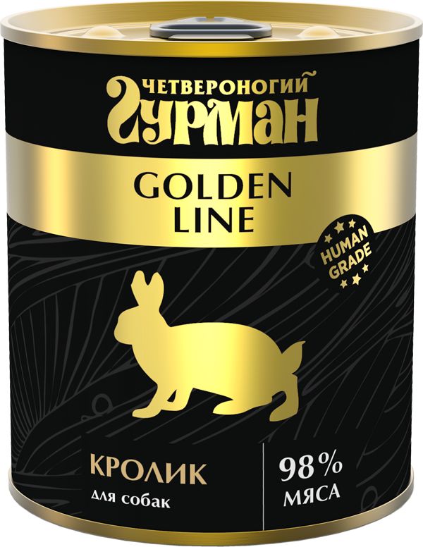 фото Влажный корм для собак четвероногий гурман golden line , кролик, 12шт, 340г