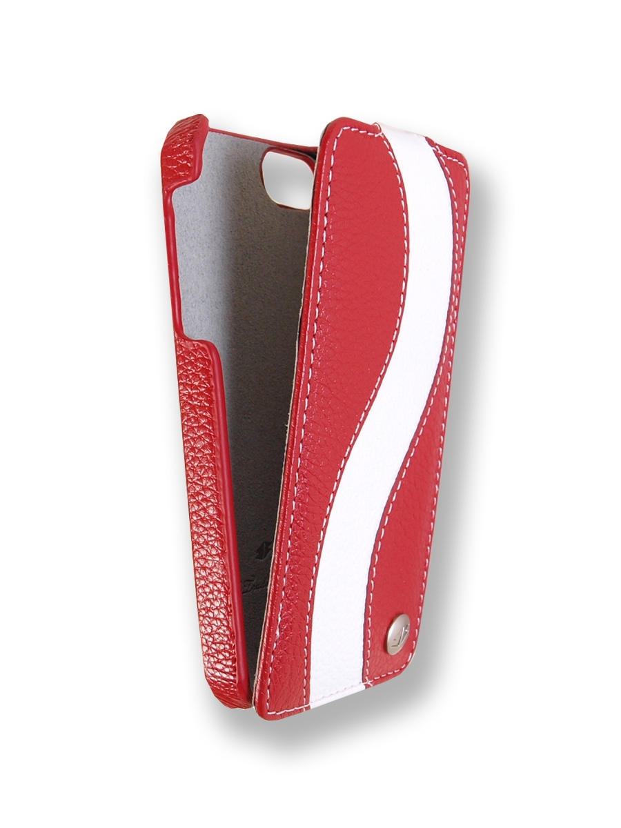 фото Кожаный чехол melkco для apple iphone 5/5s/se - jacka type special edition red/white