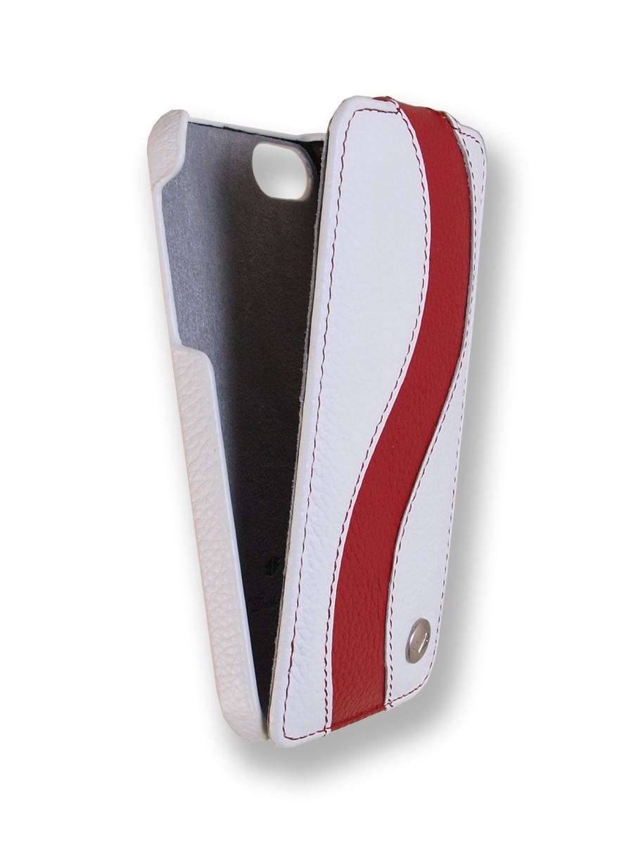 фото Кожаный чехол melkco для apple iphone 5/5s / se - jacka type special edition red/white
