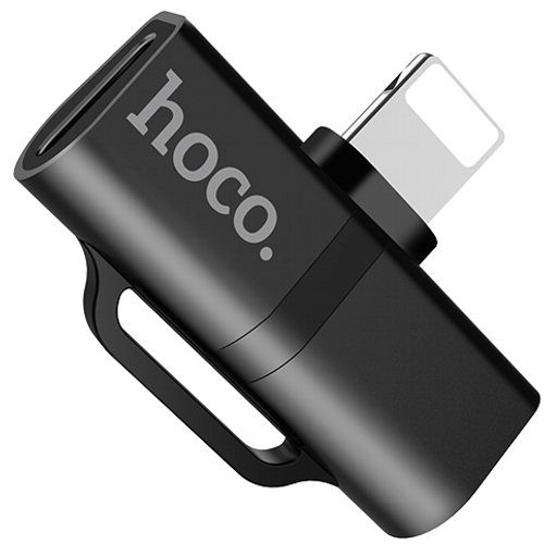 

Аудио адаптер Hoco Lightning на 2 гнезда Lightning LS20 Black