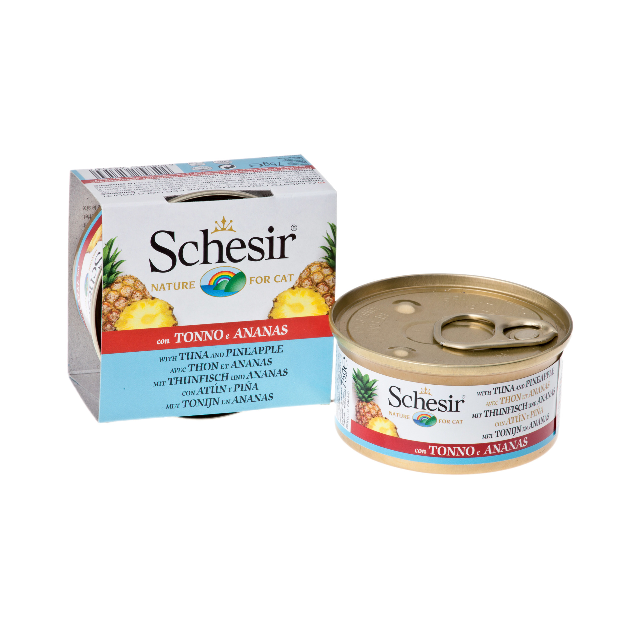 фото Влажный корм для кошек schesir, тунец, ананас, 14шт, 75г