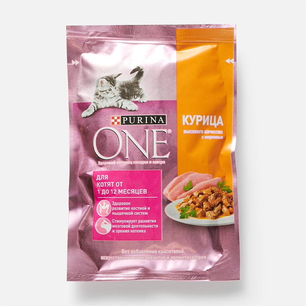 Влажный корм Purina One для котят с курицей и морковью 75 г 1180₽