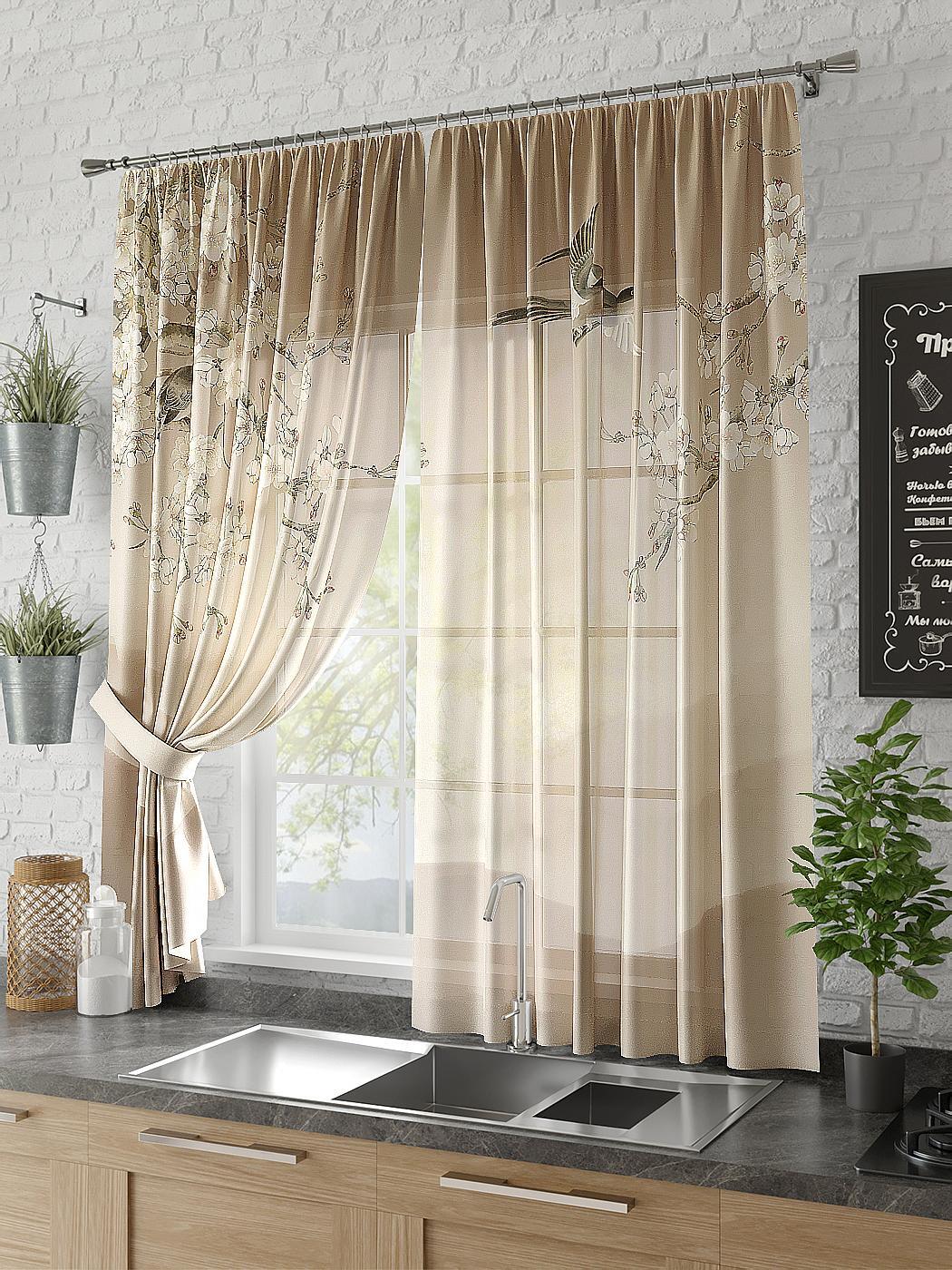 

Комплекты штор AT HOME Лисетт высота 180 см, ширина 150 см, Бежевый, 930375