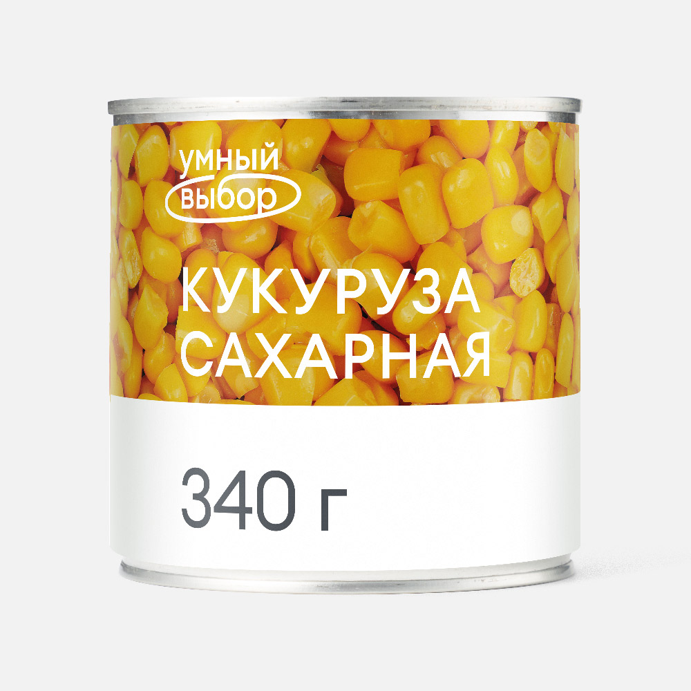 Кукуруза Умный выбор сахарная, высший сорт, в вакууме, 340 г