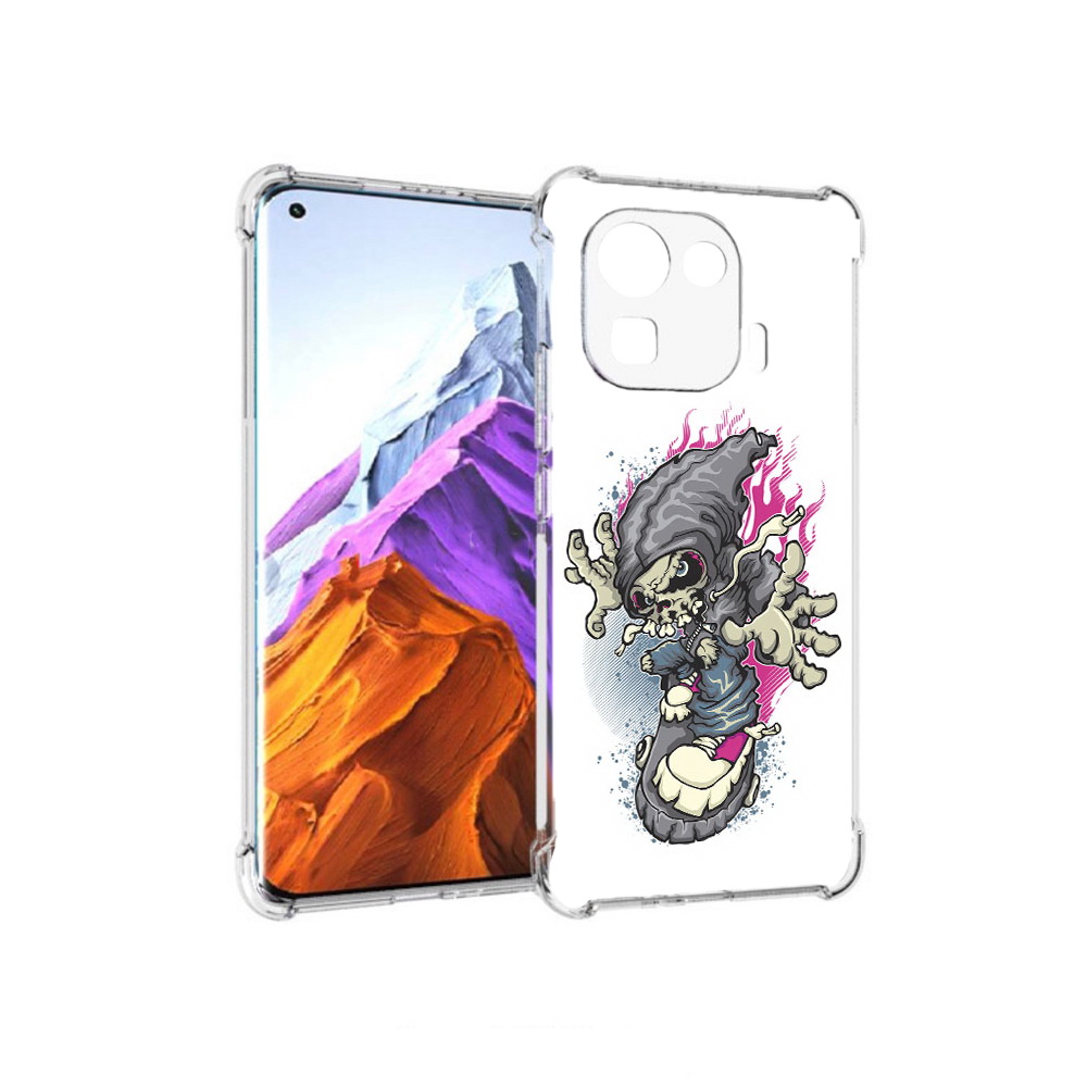

Чехол MyPads Tocco для Xiaomi 11 Pro нарисованный скелет на скейт борде (PT144585.286.512), Прозрачный, Tocco