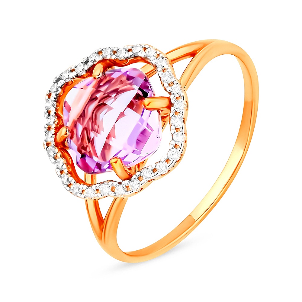 

Кольцо из золота р.  585Gold 201012942, аметист\фианит, 201012942