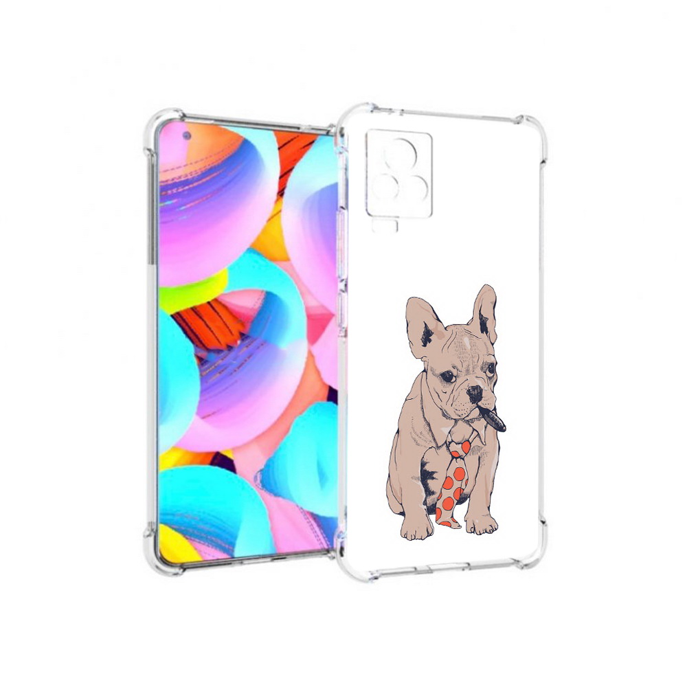 

Чехол MyPads Tocco для Vivo IQOO 7 бульдог с сигарой, Прозрачный, Tocco