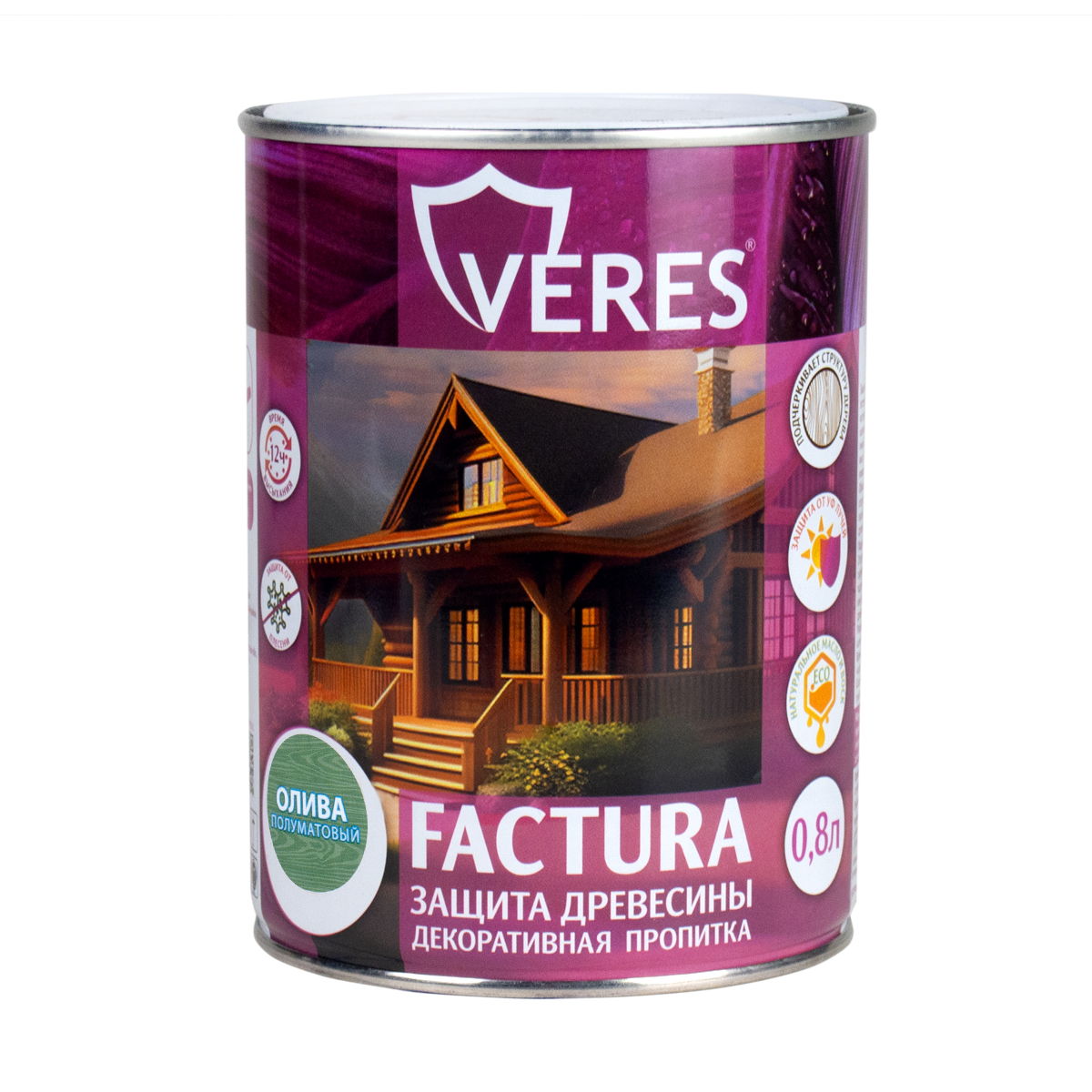 Декоративная пропитка для дерева Veres Factura полуматовая 0 8 л олива, VR-092