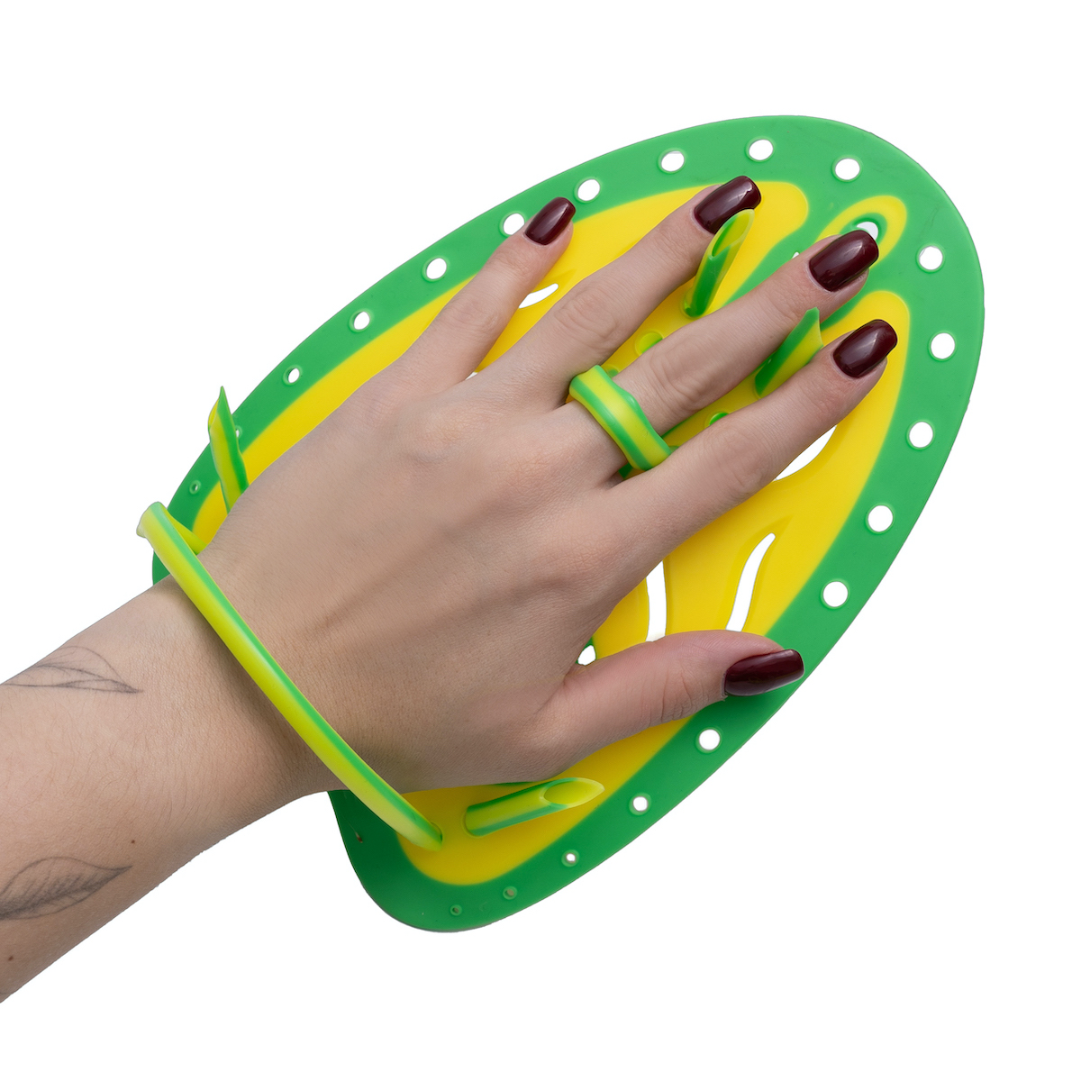 Лопатки для плавания Flat Ray Hand Paddles Ergo, желтый/зеленый, M