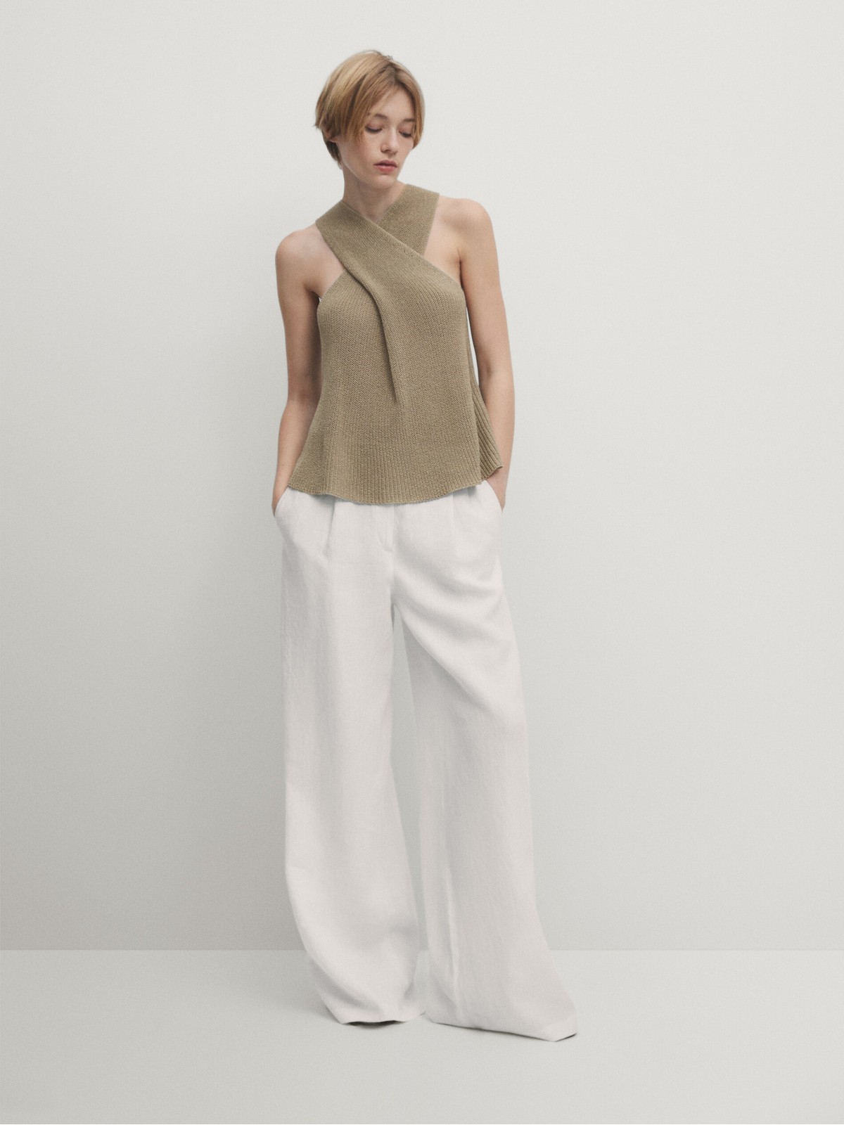 

Топ женский Massimo Dutti 5774/758-I2024 бежевый L, 5774/758-I2024