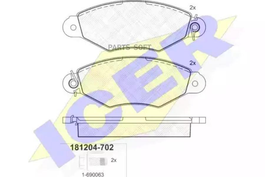 

Колодки Передние Renault Citroen Peugeot Nissan Icer 181204-702 Icer арт. 181204-702