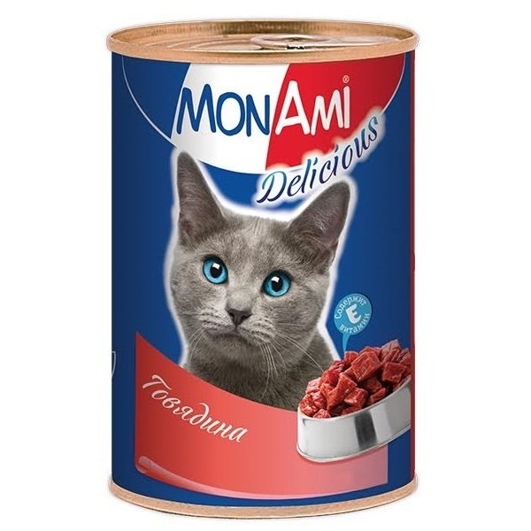 фото Влажный корм для кошек monami delicious , говядина, 20шт, 350г