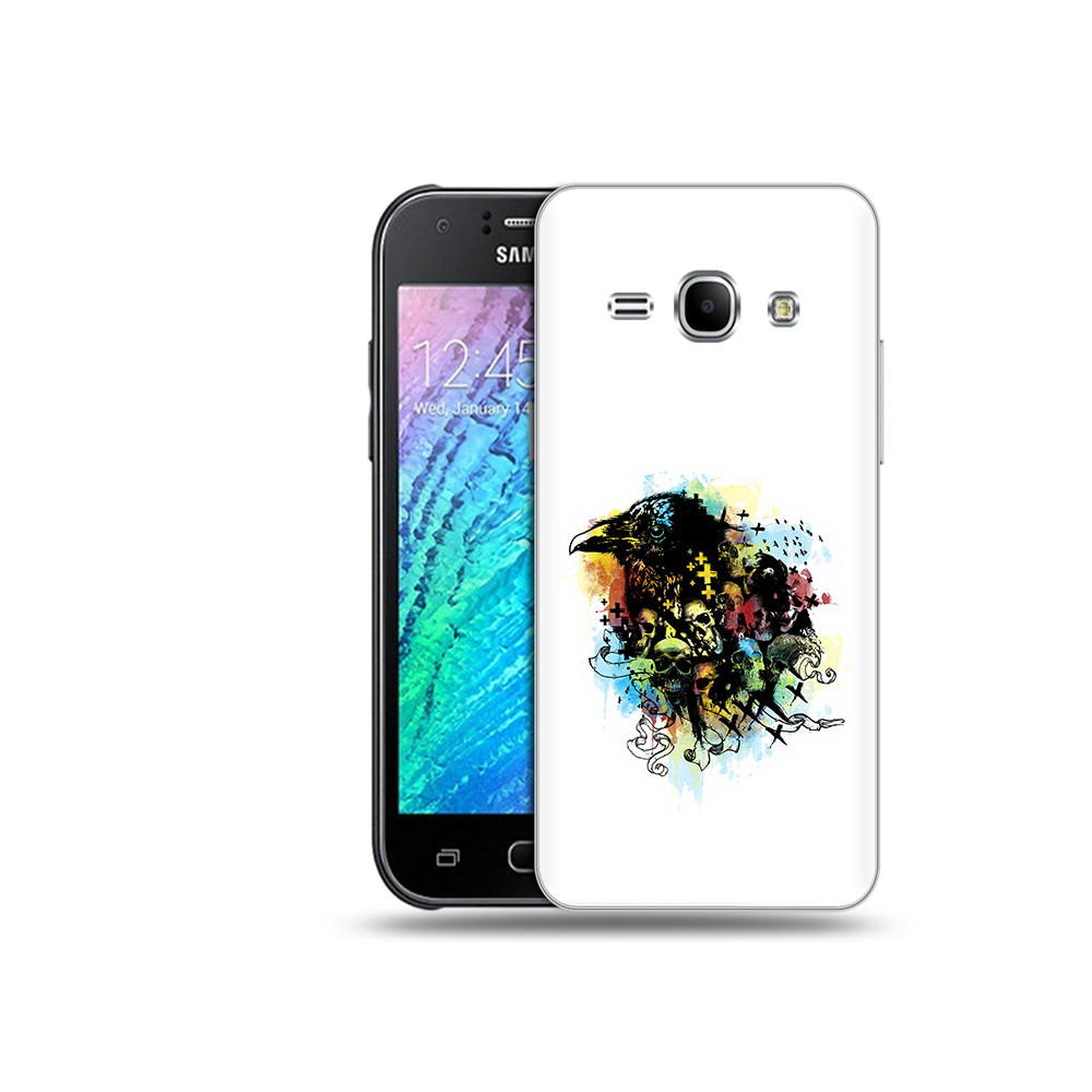 

Чехол MyPads Tocco для Samsung Galaxy J1 ворон и черепа (PT12095.602.273), Прозрачный, Tocco