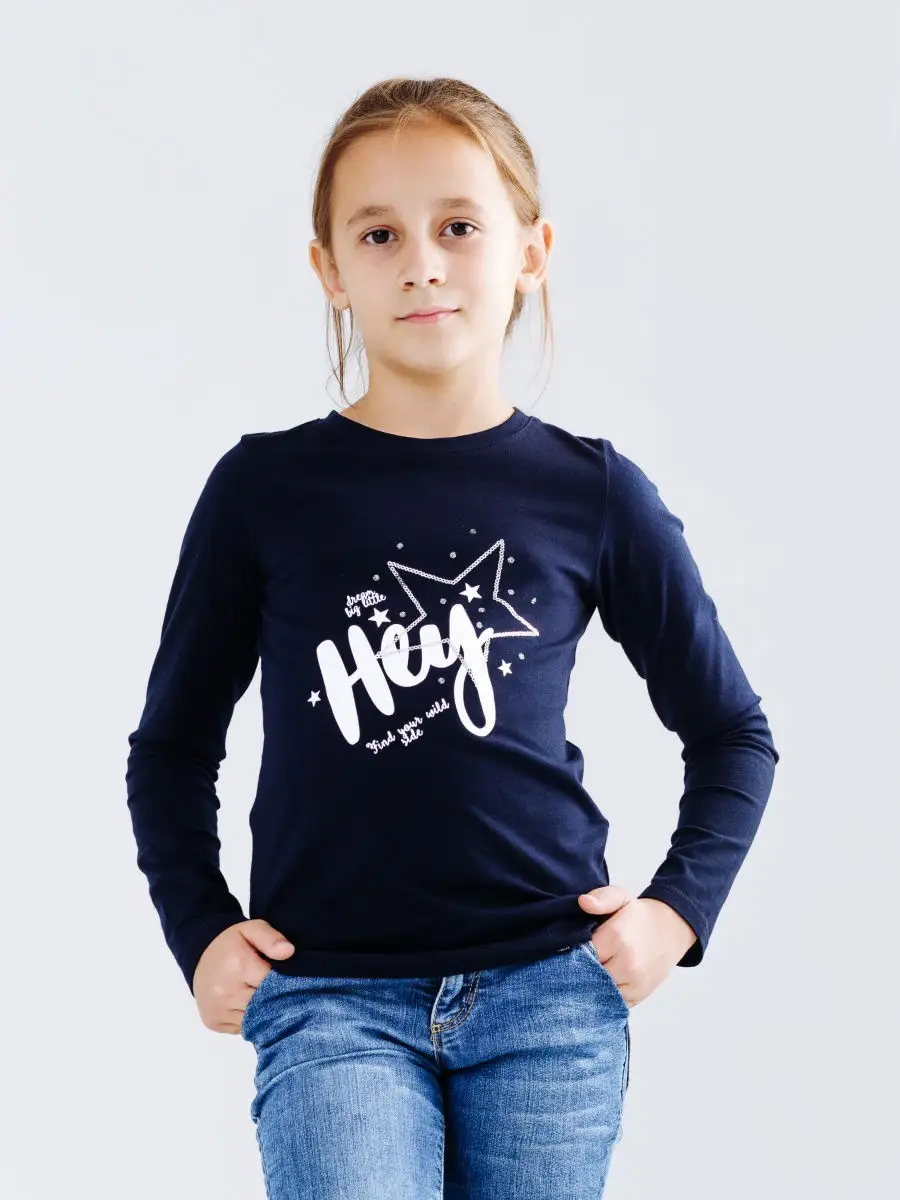 

Лонгслив детский Diva Kids DK-122, темно-синий, 134, DK-122