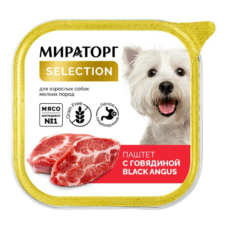 Влажный корм для собак Мираторг Selection для мелких пород Паштет с говядиной 100 г