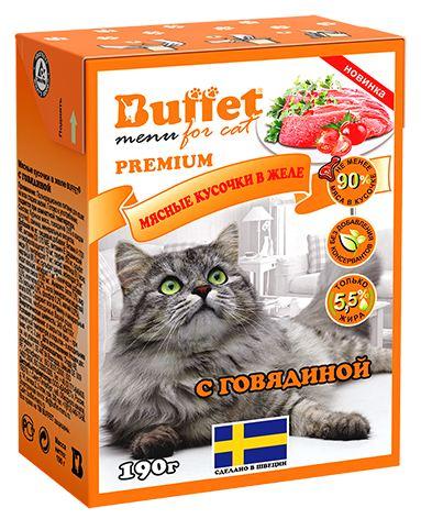 фото Влажный корм для кошек buffet мясные кусочки в желе , говядина, 16шт, 190г