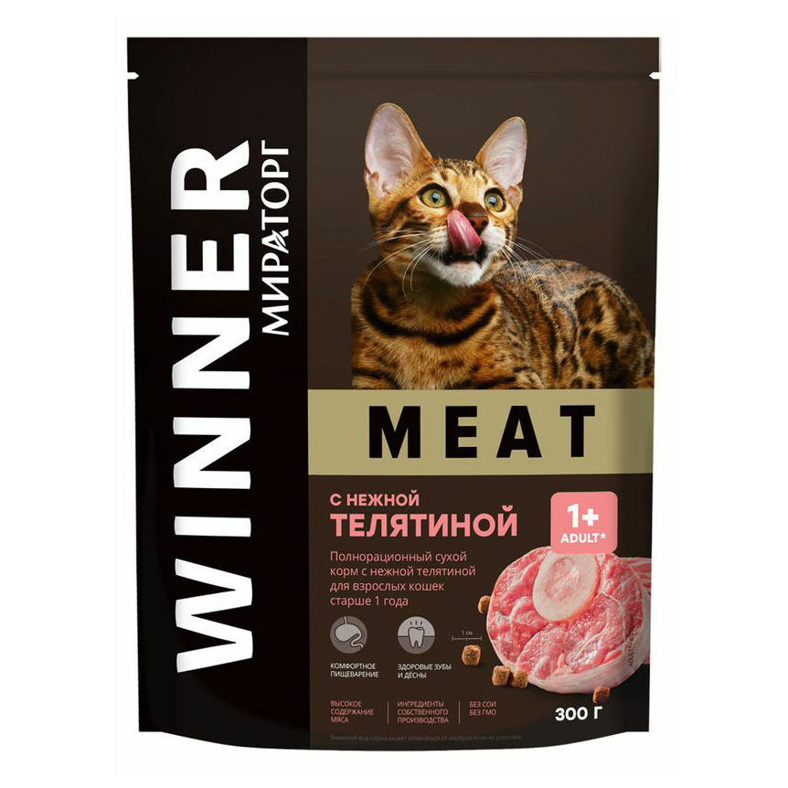 

Сухой корм для кошек Winner Meat с нежной телятиной 300 г