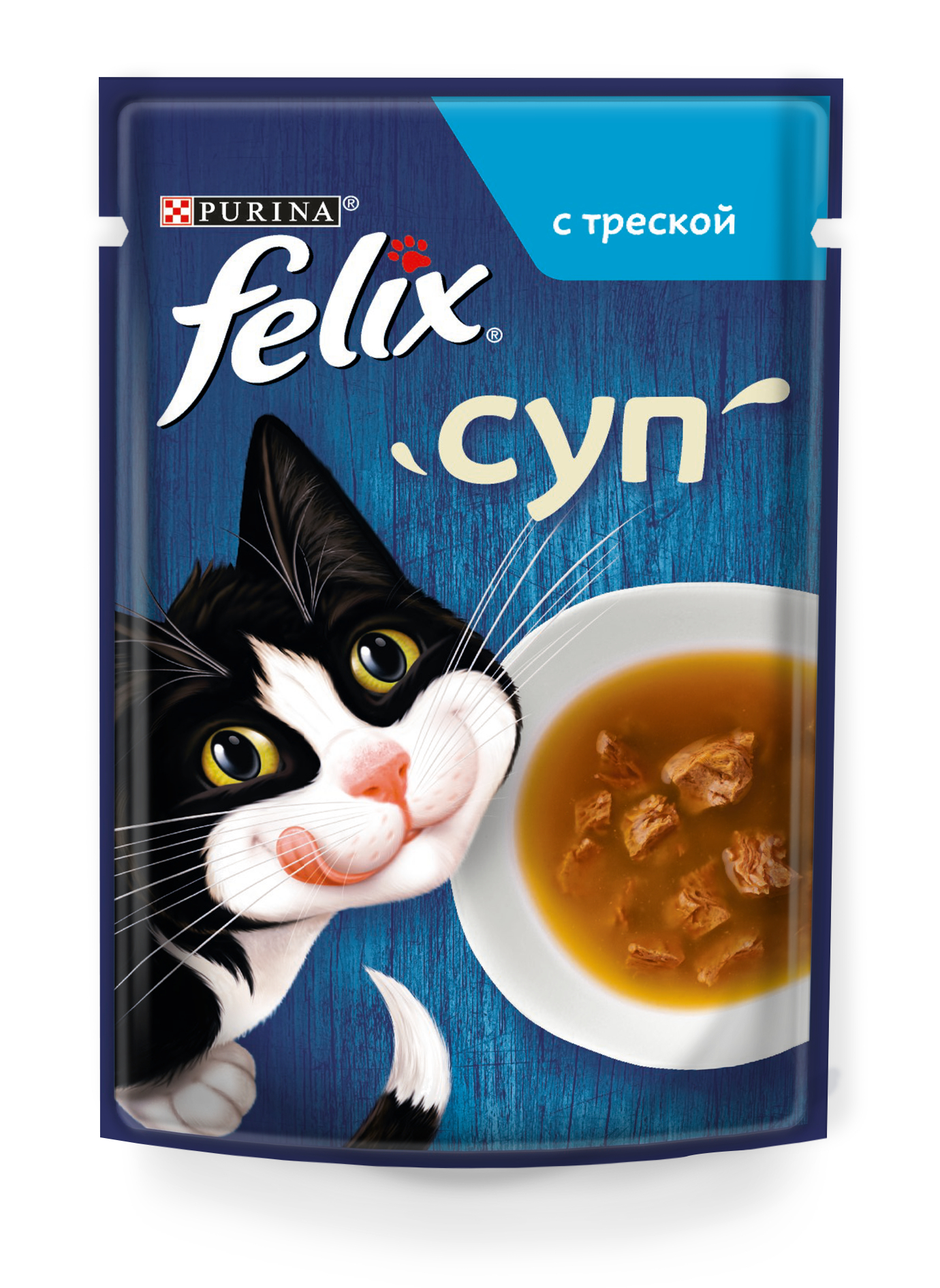 фото Влажный корм для кошек felix суп, для взрослых, треска, 48г