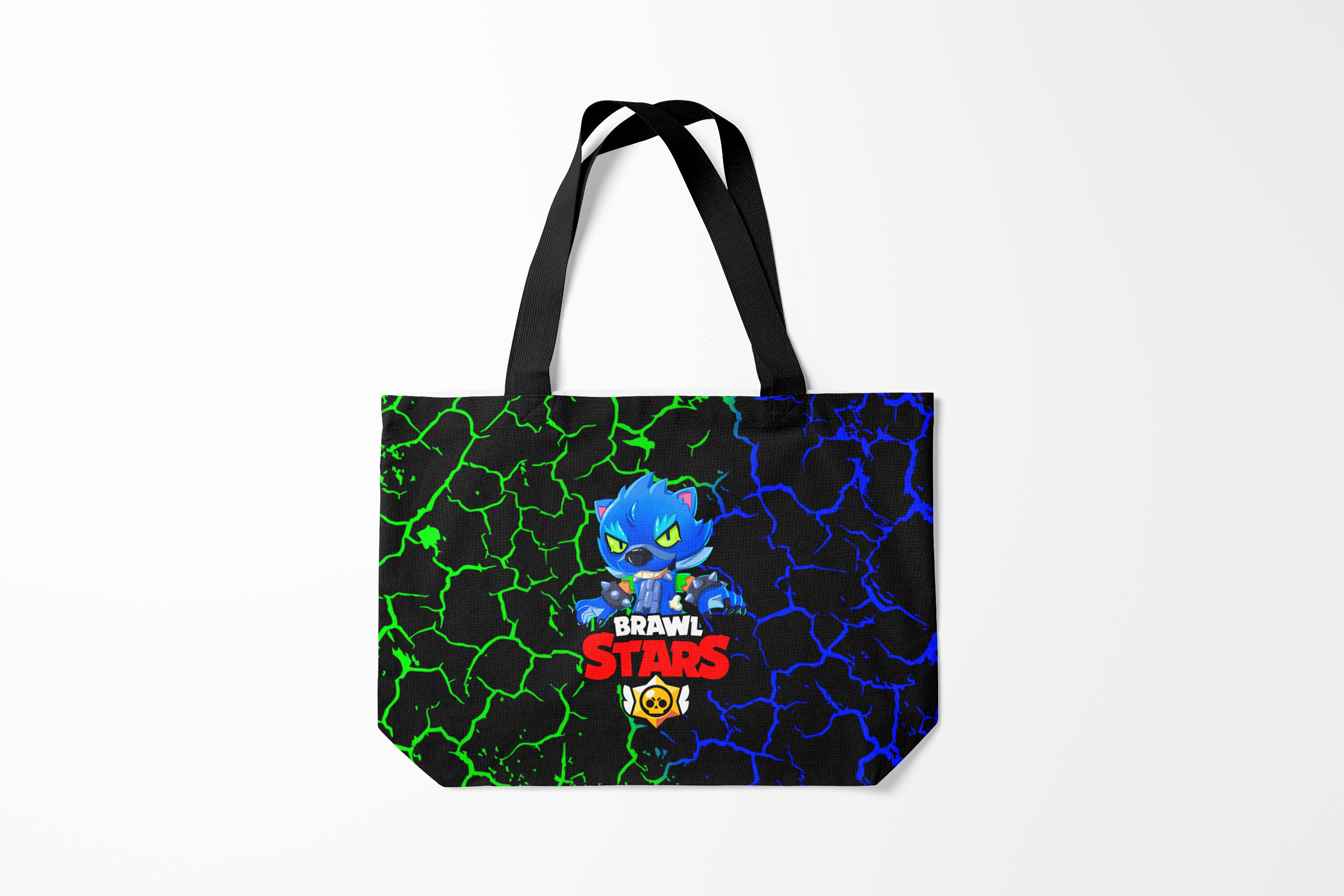 

Сумка шoппер унисекс Burnettie Brawl Stars LEON WOLF, черный, Brawl Stars LEON WOLF