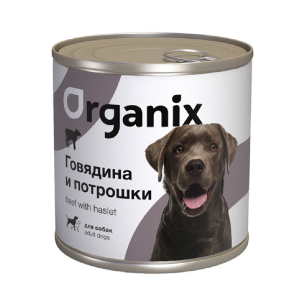 фото Влажный корм для собак organix , говядина, потрошки, 12шт, 750г