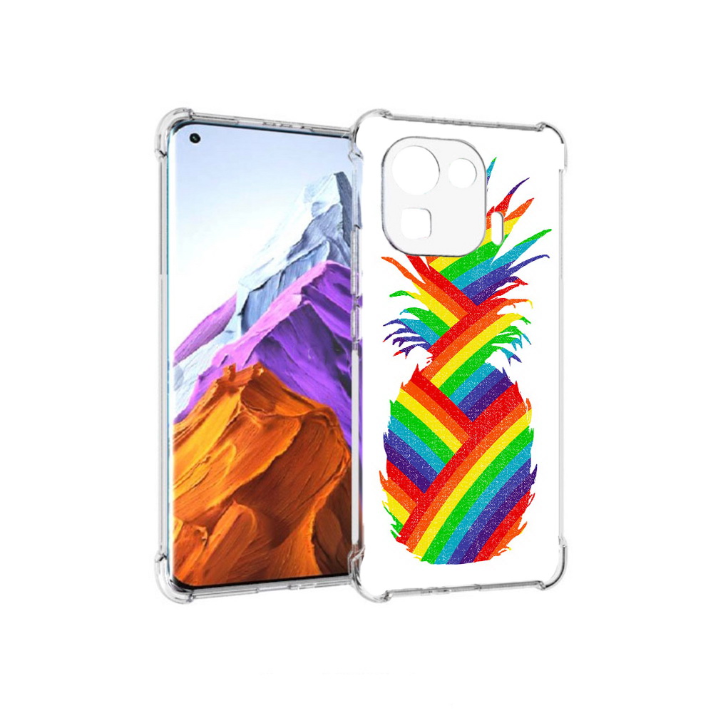 

Чехол MyPads Tocco для Xiaomi 11 Pro радужный ананас (PT144585.286.566), Прозрачный, Tocco