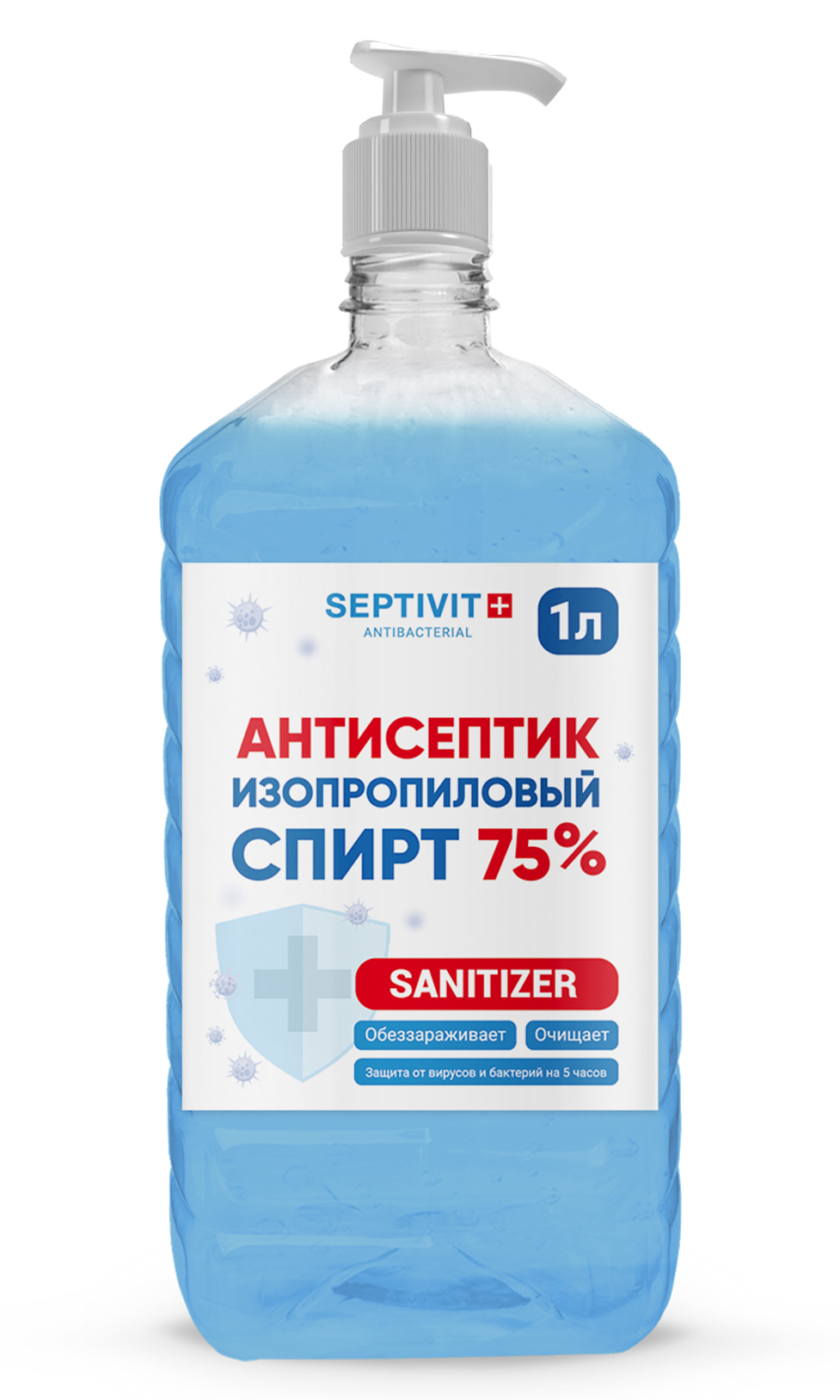 фото Антисептик спиртовой 75% septivit premium дозатор 1л