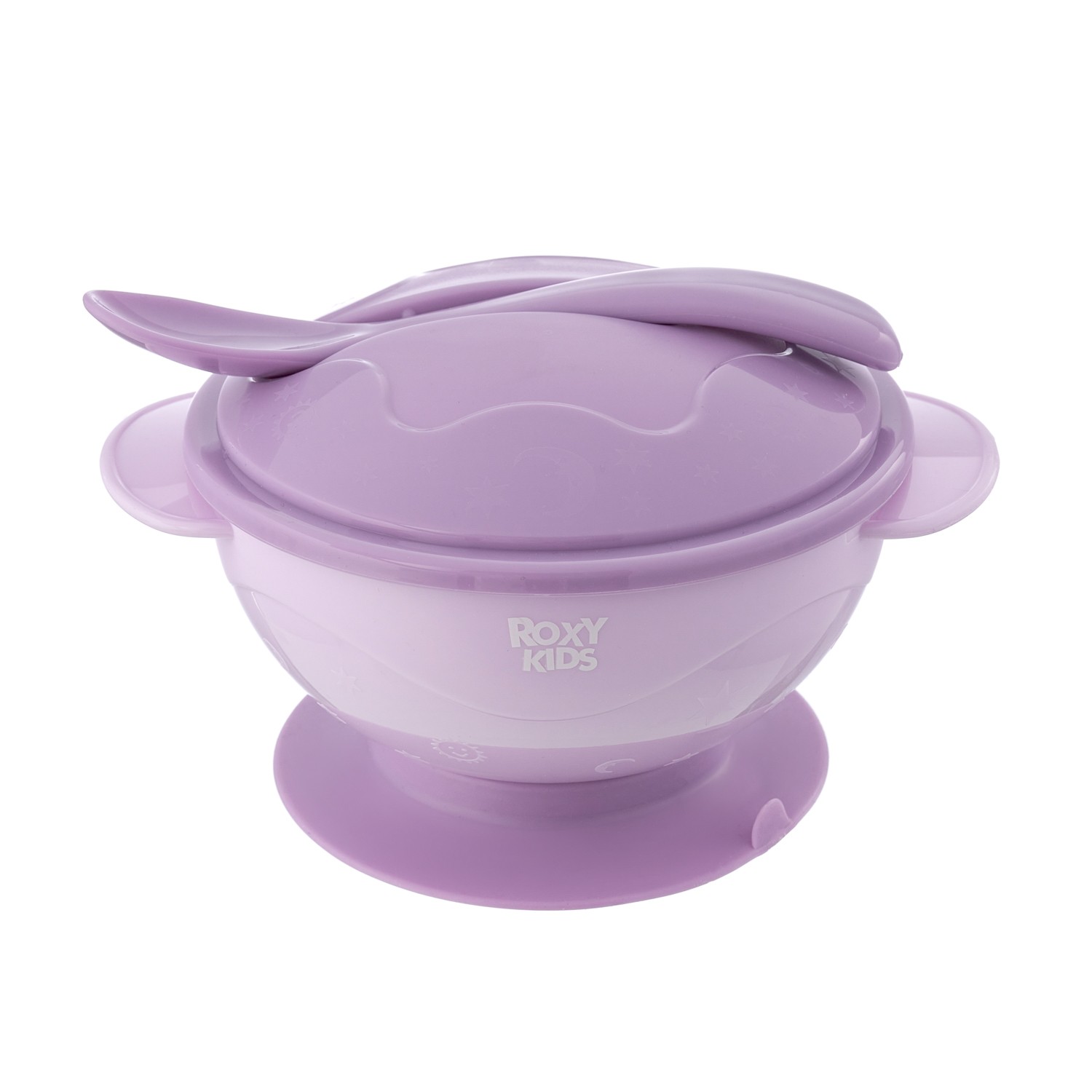 Набор для кормления Roxy Kids: тарелка на присоске, крышка, ложечка лавандовый RFD-003-V тарелка плоская 22см романтика
