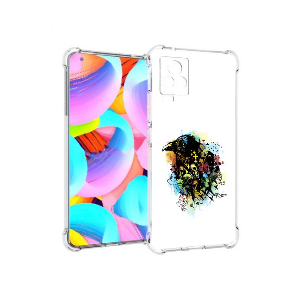 

Чехол MyPads Tocco для Vivo IQOO 7 ворон и черепа, Прозрачный, Tocco