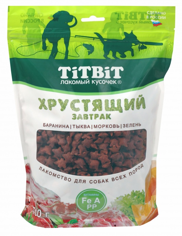 

Лакомство для собак TiTBiT Хрустящий завтрак с бараниной, для всех пород, 700г