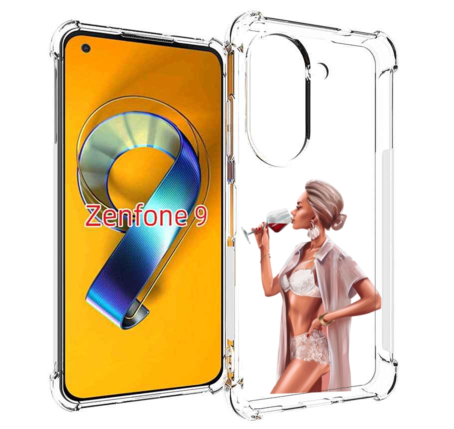 Чехол MyPads Девушка-с-вином женский для Asus Zenfone 9 (AI2202)