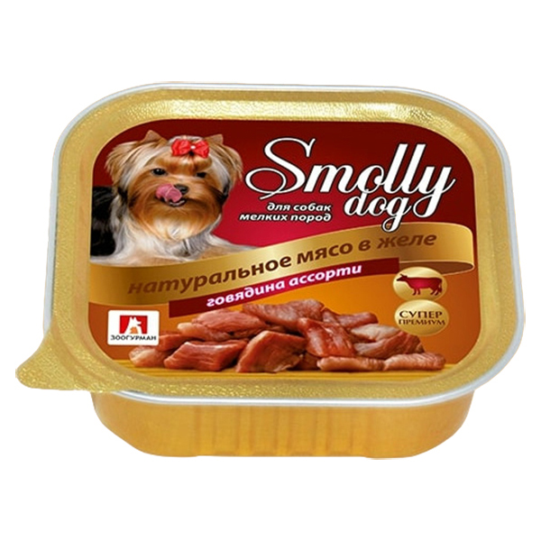 

Влажный корм для собак ЗООГУРМАН Smolly Dog для мелких пород говядина ассорти 100 г