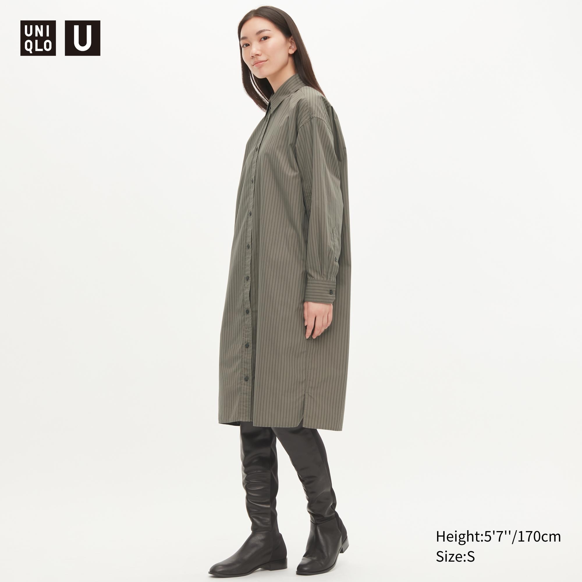 фото Платье женское uniqlo 452672col56 хаки s (доставка из-за рубежа)