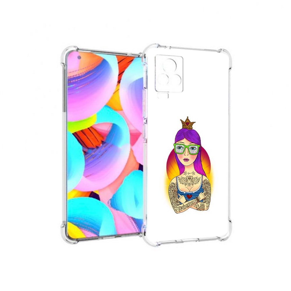 

Чехол MyPads Tocco для Vivo IQOO 7 девушка в татуировках с короной, Прозрачный, Tocco