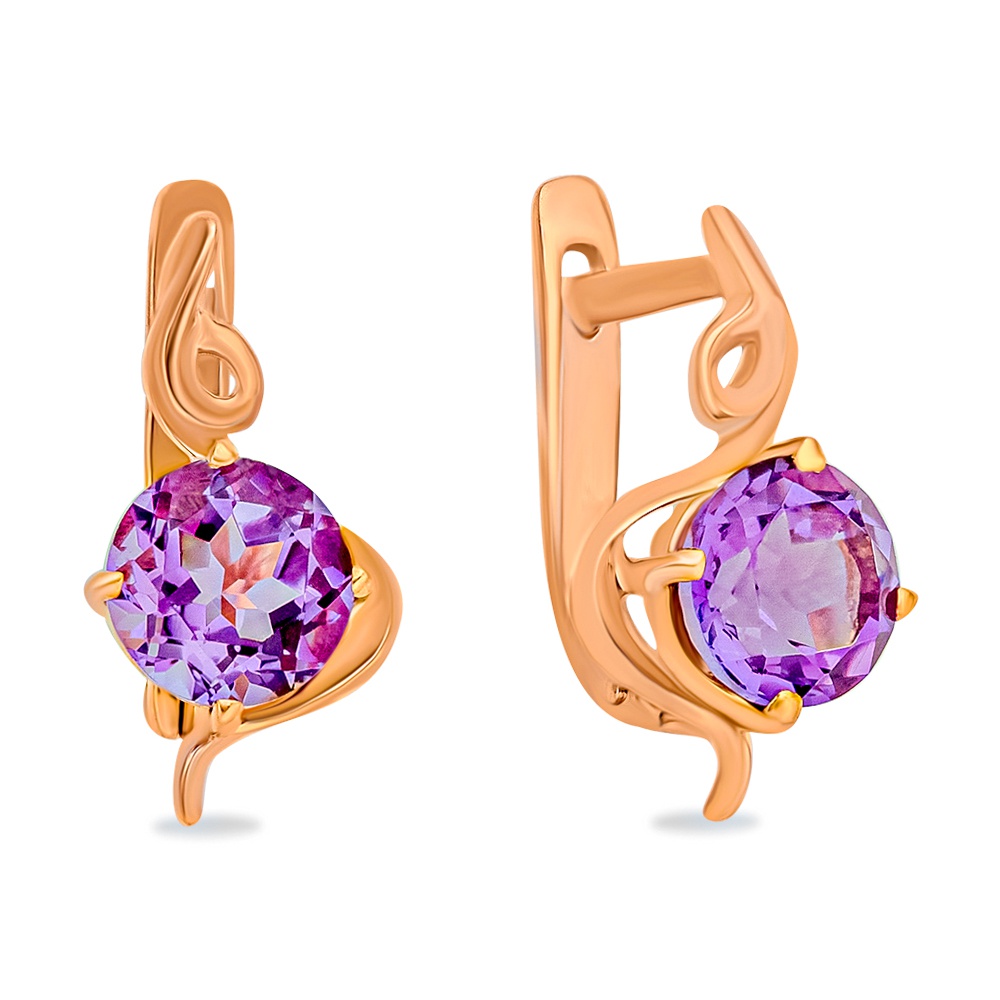 

Серьги из красного золота 585Gold 202008223, аметист, 202008223