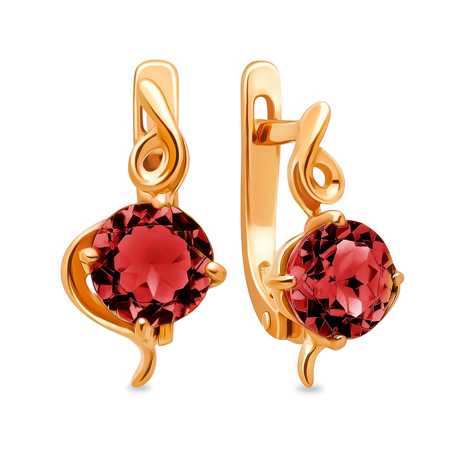 

Серьги из красного золота 585Gold 202008226, гранат, 202008226